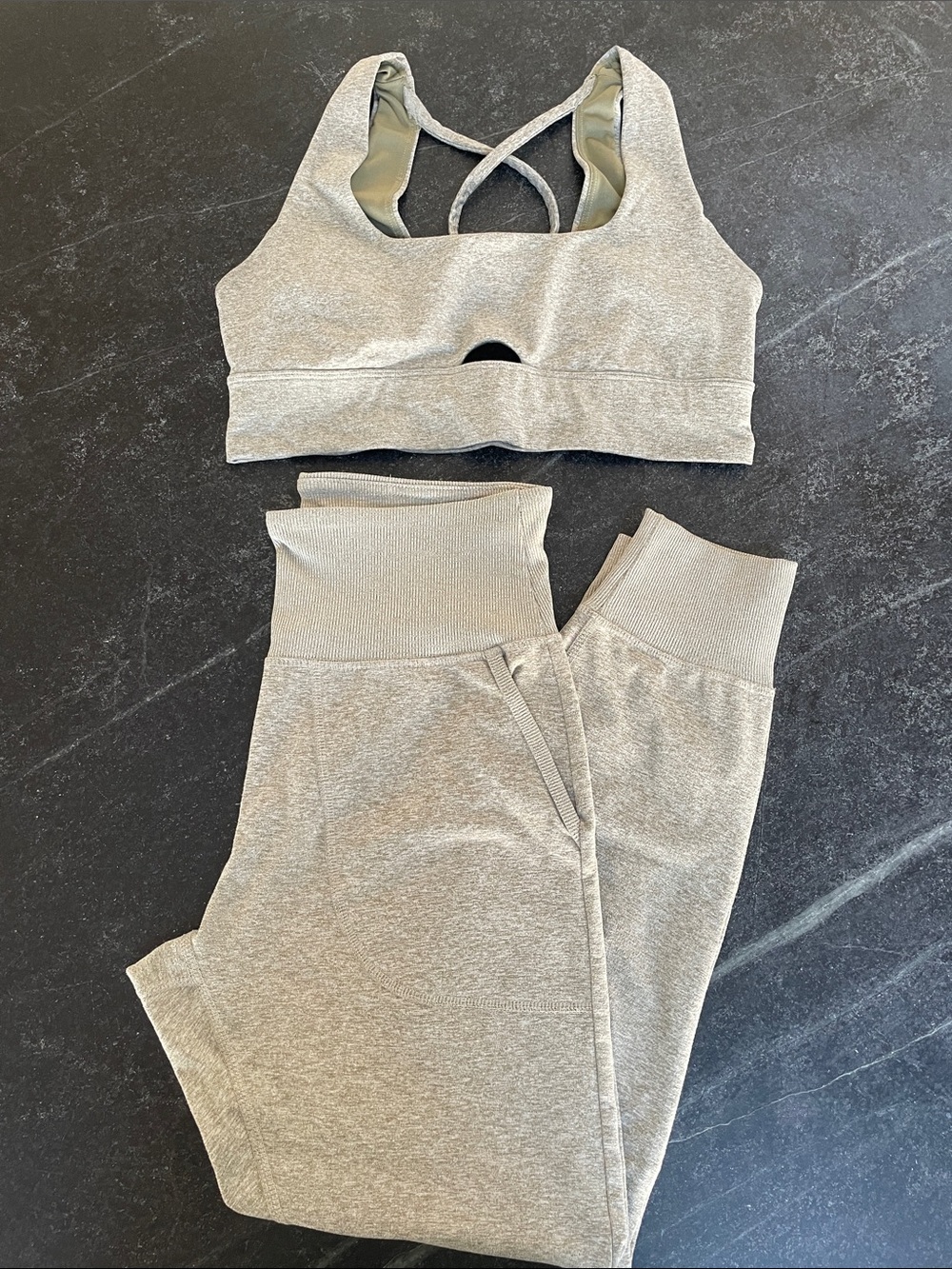 4/$20 Balance Collection Heather Olive Jogger Leggings & Sports Bra Set